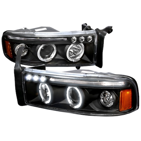 Spec-D Tuning 94-01 Dodge Ram Halo LED Projector Black 2LHP-RAM94JM-TM